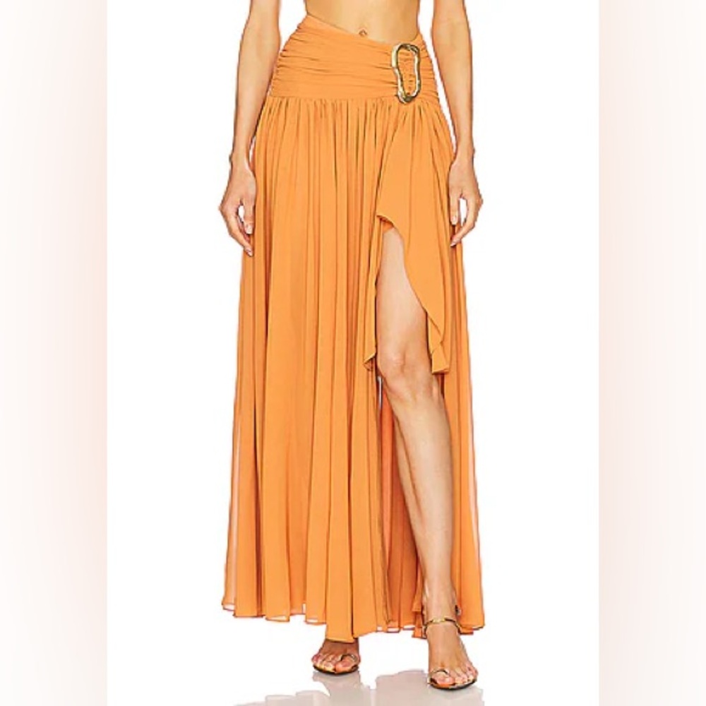 Michael Costello x REVOLVE Blair Maxi Skirt in Cumin Brown